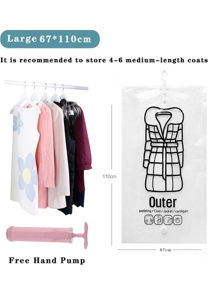 67X110CM 3 Adet Dolap Asılı Vakum Saklama Çantası Askı ile Kalınlaşmak Anti-Toz Saklama Dolabı Organizatör Space Saver Çanta Toz Geçirmez Kapak Çanta (Yurt Dışından)