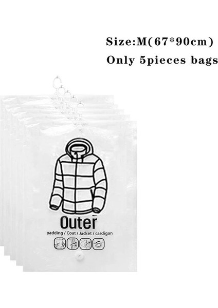 67X90 cm 5 Adet Asılı Saklama Torbaları Uzay Tasarruflu Vakum Sızdırmazlık Organizatör Askı ile Ev Dolapları Dolap Tozluk Giysileri Depolamak Için (Yurt Dışından)