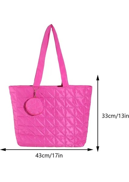 Gül Kırmızı Uzay Yastıklı Kadın Omuz Çantaları Kış 2023 Için Büyük Kapasiteli Siyah Çanta Tasarımcısı Kapitone Naylon Pamuk Sıcak Tote Katı (Yurt Dışından)