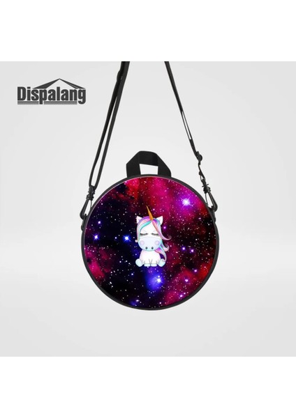 BACKPACK46 23X23X7CM Unicorn Baskı Kız Mini Yuvarlak Messenger Çanta Okul Evren Uzay Anaokulu Sırt Çantası Bebek Açık Seyahat Omuz Sırt Çantası (Yurt Dışından) indirimleri