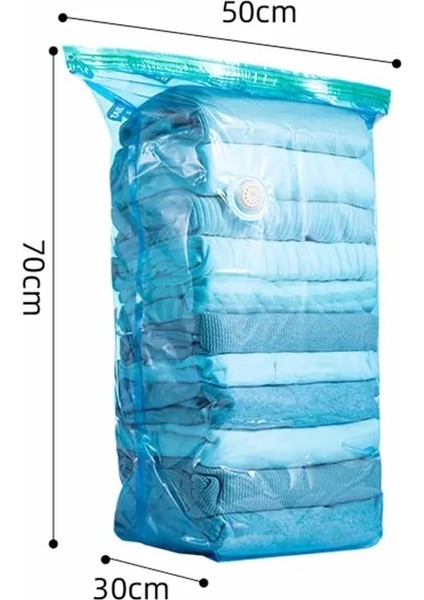 50X70X30CM 5 Adet Vakum Üç Boyutlu Depolama Mühür Çanta Yeniden Kullanılabilir Su Geçirmez Space Saver Kumaş Yastık Yatak Organizatör Mavi (Yurt Dışından)