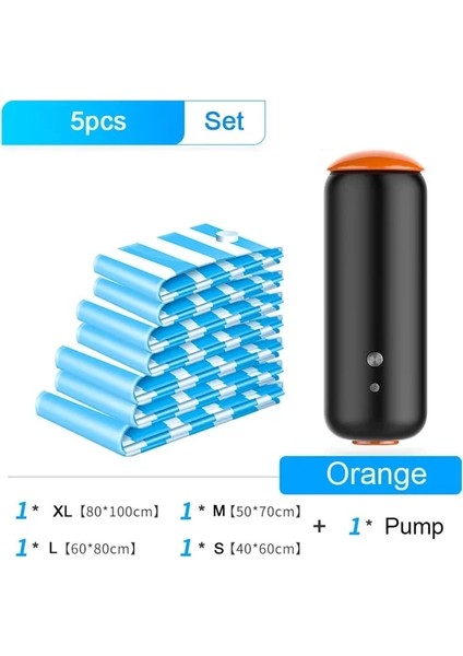 Turuncu Pompa-4 Çanta Us Plug Çok Fonksiyonlu Hava Vakum Pompası Şişirme Makinesi Giysi Saklama Torbası Organizatör Gıda Sous Vide Vakumlama Makinesi Ambalaj Paketleyici (Yurt Dışından)