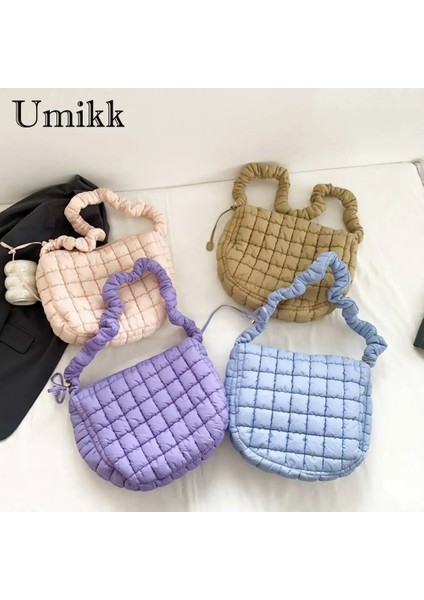 Haki Pileli Kapitone Bulut Onay Tote Çanta Kadın Uzay Pamuk Yastıklı Crossbody Çanta Moda Basit Büyük Kapasiteli Rahat Alışveriş Çantası (Yurt Dışından) fiyatları