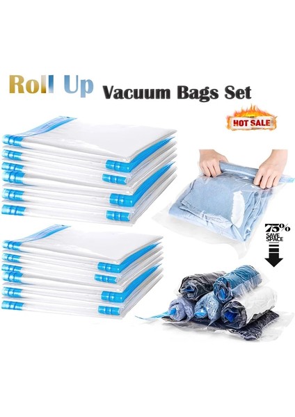 12 Paket 35CM x 50CM 6/15 Paket Çift Fermuarlı Mühürlü Premium Seyahat Roll-Up Vakumlu Saklama Torbaları Ev Ambalaj Organizatörleri Yerden Tasarruflu Sıkıştırma Torbaları (Yurt Dışından) fiyatları