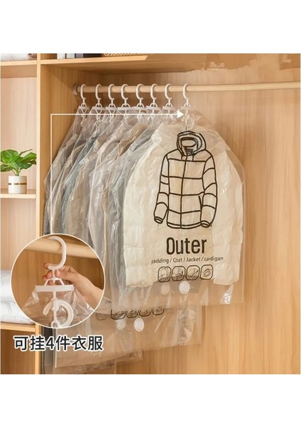 67X90CM Gardırop Sıkıştırılmış Çanta Dolap Asılı Organizatör Vakum Torbası Elbise Saklama Çantası Askı ile Yerden Tasarruf Temizle Mühür Çanta (Yurt Dışından) fiyatları