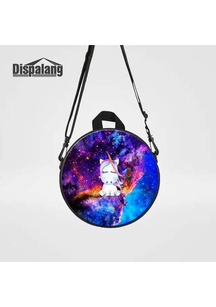 BACKPACK24 23X23X7CM Unicorn Baskı Kız Mini Yuvarlak Messenger Çanta Okul Evren Uzay Anaokulu Sırt Çantası Bebek Açık Seyahat Omuz Sırt Çantası (Yurt Dışından)