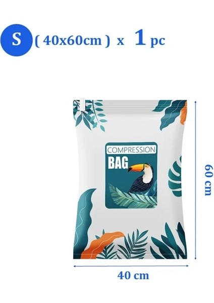 S - 1 Adet 1 Adet Yeniden Kullanılabilir Vakum Sıkıştırma Torbası Seyahat Saklama Çantası Yorgan Yatak Battaniye Elbise Büyük Boy Ev Düzenleyici Uzay Tasarrufu (Yurt Dışından)