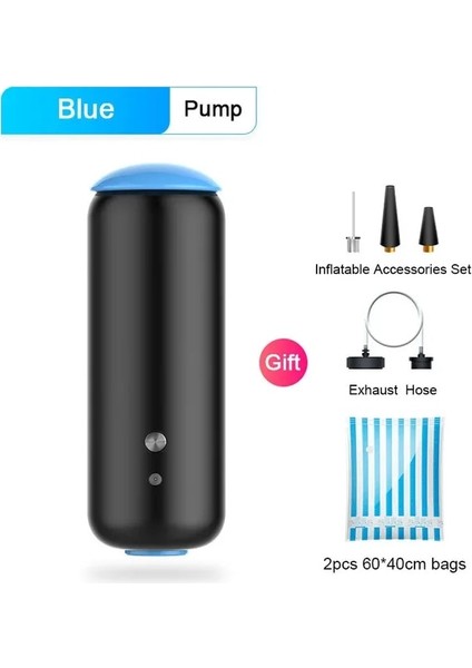 Mavi Pompa-2 Çanta Us Plug Çok Fonksiyonlu Hava Vakum Pompası Şişirme Makinesi Giysi Saklama Çantası Organizatör Gıda Sous Vide Vakumlama Makinesi Ambalaj Paketleyici (Yurt Dışından)