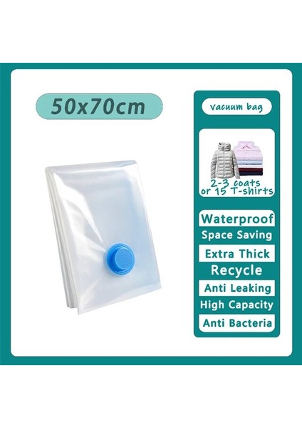 50 x 70 cm 1 Adet 1 Adet Vakum Saklama Torbaları Space Saver Vakumlu Mühür Çanta Yorgan Elbise Havlu Yastık Yatak Battaniye Depolama Sızdırmaz (Yurt Dışından)