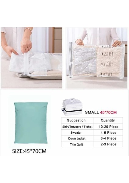 45X70 cm 3 Adet Vakum Torbası Elbise Yorgan Saklama Torbaları El Sıkıştırılmış Uzay Tasarrufu Mühür Paket Giyim Sıkıştırma Organizatör Ev Seyahat Için (Yurt Dışından)