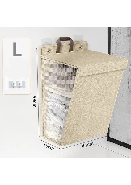 Bej L Katlanabilir Asılı Kirli Çamaşır Sepeti Sepeti Yerden Tasarruf Büyük Su Geçirmez Elbise Bebek Saklama Çantası Banyo Organizatör (Yurt Dışından)