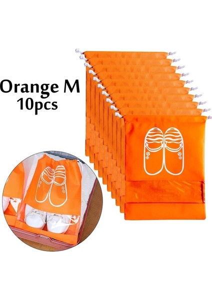 Orange M Boots Seyahat Atorage Çantası Ev Ayakkabı Ipli Şeffaf Toz Geçirmez Nem Geçirmez Yer Tasarruflu Ayakkabı Saklama Çantası 10 Parça (Yurt Dışından)