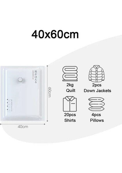 40X60 cm 2 Parça Vakumlu Mühürlü Çanta Elbise Saklama Torbaları Sıkıştırılmış Ev Organizatör Yorgan Battaniye Yerden Tasarruf Paketi Yeniden Kullanılabilir Yeni Organizasyon (Yurt Dışından)