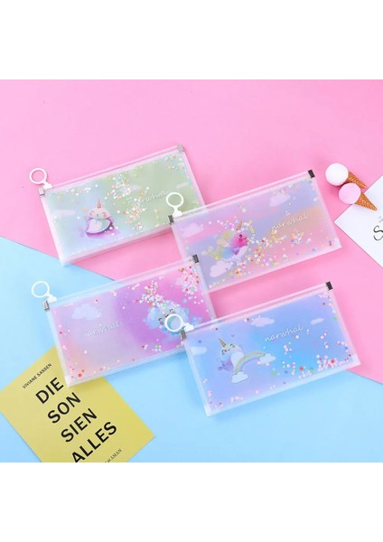 04RANDOM B S(10CM以下) Karikatür Kırtasiye Çantası Snap Düğmesi Kalem Kutusu Sevimli Uzay Tavşan Yaratıcı Şeffaf Su Geçirmez Çocuk Kalem Saklama Çantası (Yurt Dışından) fırsatları