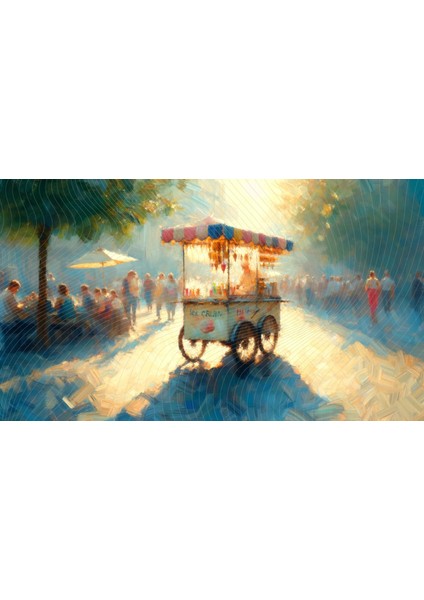 Pastel Tonlarda Sokak Sahnesi Arkaplan 200 x 150 cm Fon Duvar Örtüsü