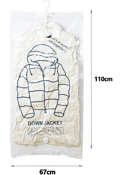 67X110CM Gardırop Sıkıştırılmış Çanta Dolap Asılı Organizatör Vakum Torbası Elbise Saklama Çantası Askı ile Yerden Tasarruf Temizle Mühür Çanta (Yurt Dışından)