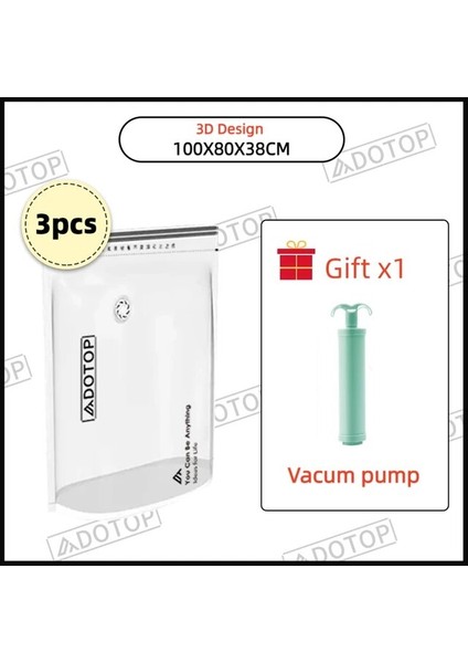 3D Tasarım-Jumbo Kullanışlı Vakum Torbası Depolama Yorgan Yatakları Için Vakumlu Mühürleyen Torbaları Organize Edin, Sıkıştırılmış Seyahat Tasarruflu Yer Çantaları Paketi (Yurt Dışından)