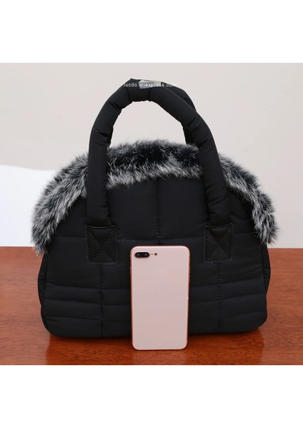 Altın 34X25X14CM Kış Kadın Sıcak Uzay Pamuk Kabuk Çanta 2020 Yeni Tasarımcı Tavşan Kürk Çanta Marka Lüks Çanta Bayan Omuz Çantası (Yurt Dışından) modelleri