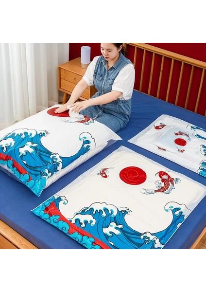 Manuel Pompa 50X70CM Yeniden Kullanılabilir Vakum Saklama Torbaları Büyük Vakum Sıkıştırma Torbası, Yatak Odası Giyim, Su Geçirmez Toz Geçirmez Saklama Çantası Seyahat Yerden Tasarruf (Yurt Dışından) modelleri