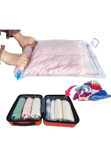 12 Paket 35CM x 50CM 15 Paket Manuel Roll-Up Vakum Saklama Torbası Sıkıştırılmış Yerden Tasarruflu Seyahat Kıyafetleri Organizatör Bagaj Ambalajı Için Şeffaf (Yurt Dışından) fiyatları