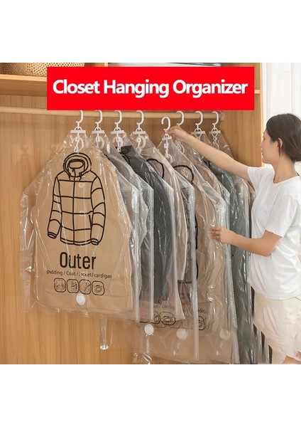 60X130 cm Dolap Asılı Organizatör Vakum Torbası Giysi Saklama Çantası Askı ile Yerden Tasarruflu Temizle Mühür Çanta Dolap Sıkıştırılmış Çanta (Yurt Dışından) fiyatları