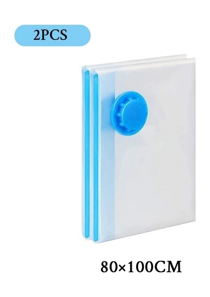 2 Adet 80X100 cm 2 Adet Dayanıklı Vakum Saklama Torbaları Giysi Yastıklar Yatak Battaniye Daha Fazla Yerden Tasarruf Sıkıştırma Seyahat El Pompası Mühür Fermuar (Yurt Dışından)