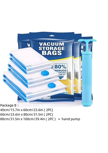 Paket B Vakum Saklama Torbaları, Yatak Takımı, Yastık, Havlu, Giysi Için Uzay Tasarruflu Seyahat Saklama Çantası, El-Elektrikli-Pompalı, Vakum Torbası Paketi (Yurt Dışından)