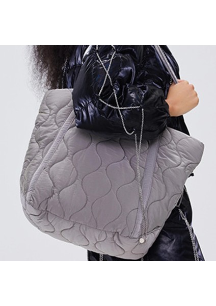 Mavi S Tasarımcı Kabarık Omuz Çantası Kadın Kapitone Uzay Pamuk Aşağı Tüy Yastıklı Çanta Büyük Kapasiteli Çanta Kış Alışveriş Tote Çanta (Yurt Dışından) fiyatları