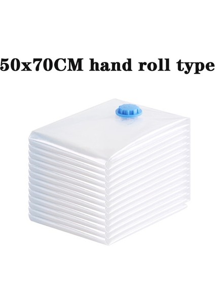 1 Adet 50X70 cm El Rulo Vakum Torbası Elbise Saklama Torbası Şeffaf Katlanır Sıkıştırılmış Organizatör Seyahat Uygun Yerden Tasarruflu Mühür Paket Valfli (Yurt Dışından)
