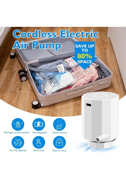 Sadece Hava Pompası Elektrikli Hava Pompası ile Seyahat Vakum Saklama Çantası Çift Fermuarlı Mühürlü Yerden Tasarruflu Taşınabilir Ev Elbise Battaniye Storageorganize (Yurt Dışından) fiyatları