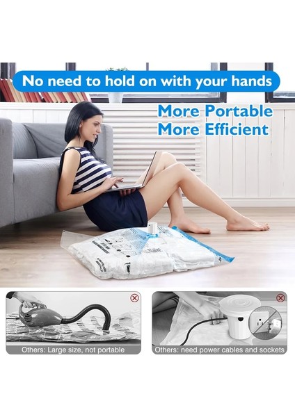 Sadece Hava Pompası Elektrikli Hava Pompası ile Seyahat Vakum Saklama Çantası Çift Fermuarlı Mühürlü Yerden Tasarruflu Taşınabilir Ev Elbise Battaniye Storageorganize (Yurt Dışından) modelleri