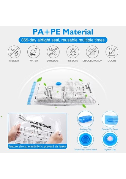 Sadece Hava Pompası Elektrikli Hava Pompası ile Seyahat Vakum Saklama Çantası Çift Fermuarlı Mühürlü Yerden Tasarruflu Taşınabilir Ev Elbise Battaniye Storageorganize (Yurt Dışından) fırsatları