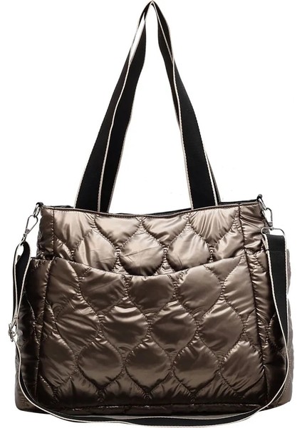 Şampanya Moda Büyük Tote Yastıklı Çanta Tasarımcısı Kapitone Kadın Omuz Çantaları Lüks Naylon Uzay Pamuk Crossbody Çanta Kış Çanta (Yurt Dışından) fiyatları