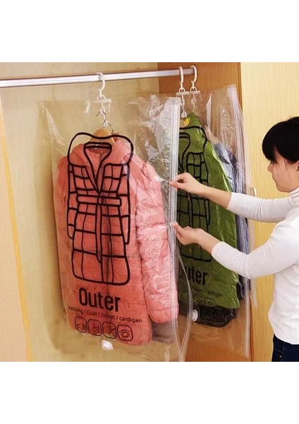 67X100CM Depolama Giysileri Yeniden Kullanılabilir Çanta Uzay Şeffaf Asılı Organizatör Konfeksiyon Sıkıştırma Torbaları Koruyucu Vakum (Yurt Dışından) fırsatları