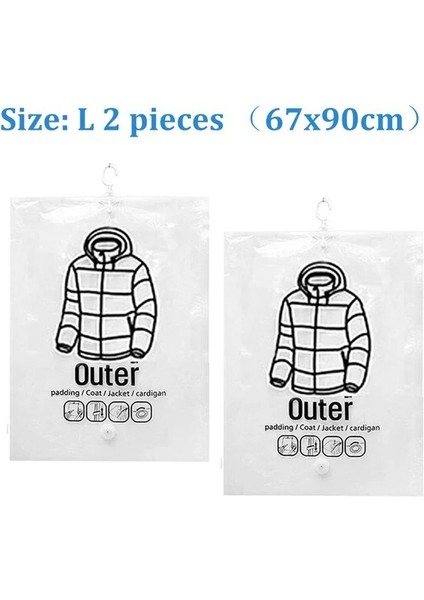 67X90 cm 2 Adet Asılı Saklama Torbaları Uzay Tasarruflu Vakum Sızdırmazlık Organizatör Askı ile Ev Dolapları Dolap Tozluk Giysileri Depolamak Için (Yurt Dışından)