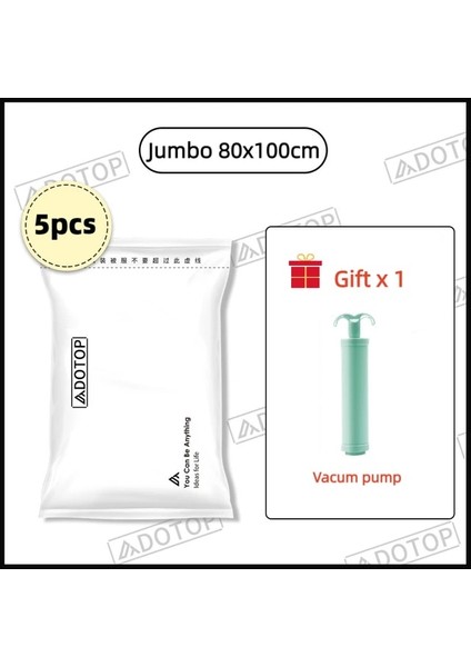 Jumbo 5 Adet Uygun Vakum Torbası Depolama Organize Vakumlu Poşetler Yorgan Yatak, Mühür Sıkıştırılmış Seyahat Tasarruflu Yer Çantaları Paketi (Yurt Dışından)