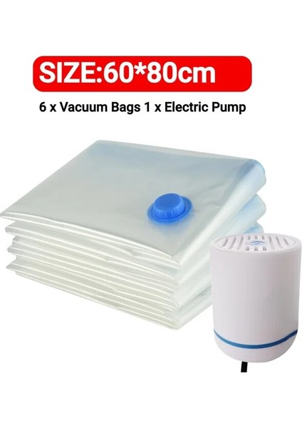 60X80CM Pompa Seyahat Mühür Paketi Yeniden Kullanılabilir Vakum Sıkıştırma Mühürleyen Çanta Toz Geçirmez Yerden Tasarruflu El Pompası Giysi Battaniye Yatak (Yurt Dışından)