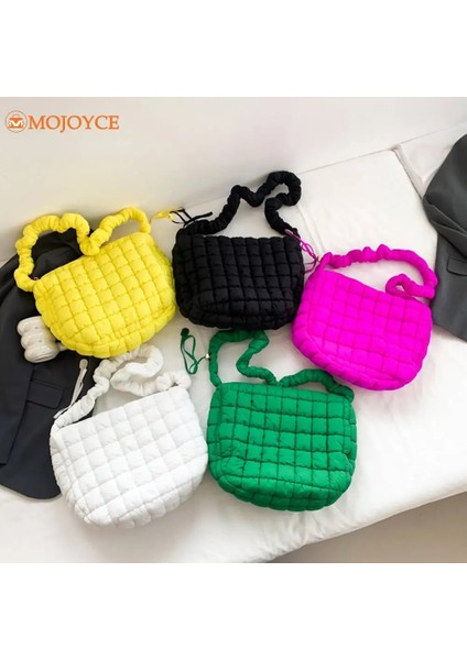 Sarı Kadın Kontrol Yastıklı Crossbady Çanta Pileli Kapitone Bulut Omuz Çantası Uzay Pamuk Trend Çanta Moda Büyük Kapasiteli Tote Çanta (Yurt Dışından) fiyatları