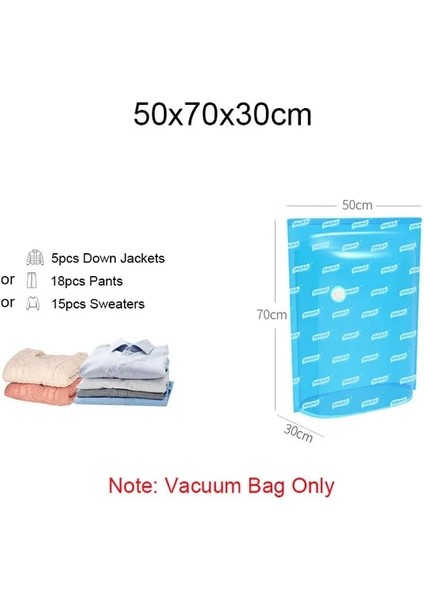 BLUE-50X70X30CM 5 Parça Vakum Torbası Elbise Yorgan Saklama Torbaları El Sıkıştırılmış Uzaydan Tasarruf Mühür Paket Giyim Sıkıştırma Organizatör Ev Seyahat Için (Yurt Dışından)