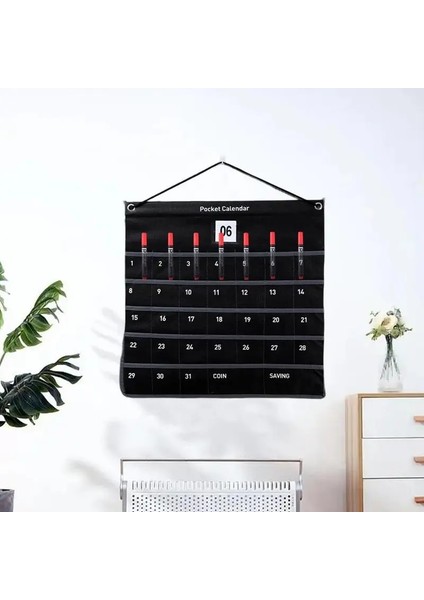 C Siyah Duvar Cep Takvimi Duvara Montaj Kumaş Depolama Kılıfı Haftalık/aylık Takvim Oturma Odası Yatak Odası Için Yerden Tasarruf Organizatör (Yurt Dışından) modelleri