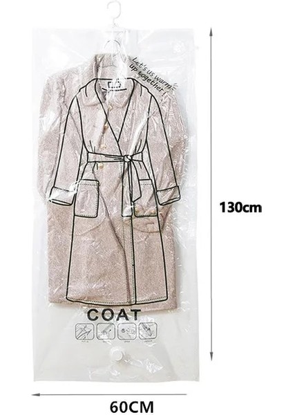 60X130 cm 1 Adet Sıkıştırılmış Çanta Dolap Asılı Organizatör Vakum Torbası Elbise Saklama Çantası Askı ile Yerden Tasarruflu Temizle Mühür Çanta Dolap (Yurt Dışından)