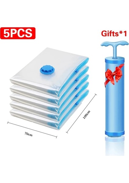 70X100 cm 5 Adet 1/5 Adet Vakum Saklama Torbaları, Giysi Organizatör Mühür Yorgan Saklama Çantası Kıyafet Dolabı Yerden Tasarruf Seyahat Organizatör (Yurt Dışından)