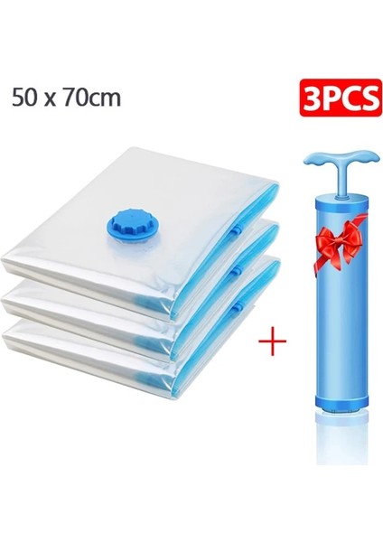 3 Adet 50X70 Uygun Vakum Poşeti Ev Düzenleyici Yorgan Elbise Vakum Saklama Çuval Su Geçirmez Sıkıştırma Seyahat Uzay Tasarrufu Hava Yastıkları (Yurt Dışından)