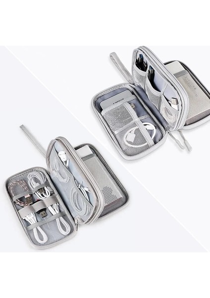 Pembe Taşınabilir Güç Bankası Çantası Elektronik Seyahat Çantası USB Aletleri Kabloları Teller Organizatör Sabit Disk Koruma Saklama Çantası (Yurt Dışından) fırsatları