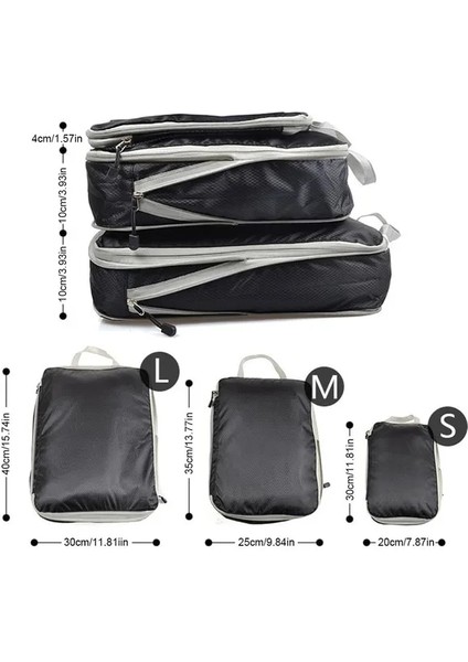 Siyah 3 Adet Elbise Düzenli Kese Sıkıştırılabilir Kozmetik Ambalaj Torbaları Su Geçirmez Katlanabilir Yerden Tasarruf Aile Tatili Kayak Kamp Için (Yurt Dışından)