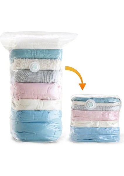 80X100 cm Vakum Sıkıştırma Emmesiz Saklama Çantası Organizatör Seyahat Tasarrufu Yerden Tasarruf Giysi Yorgan Battaniye Manuel El Pompası (Yurt Dışından)