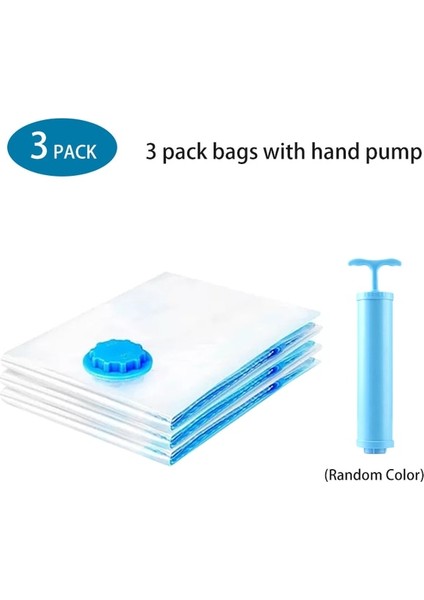 3 Adet x El Pompası 70 x 90 cm 3/6/8 Adet Vakum Elbise Saklama Organizatör Vakum Torbaları Giysi Sıkıştırılmış Çanta El Pompası Yerden Tasarruf Mühür Battaniye Organizatör (Yurt Dışından)