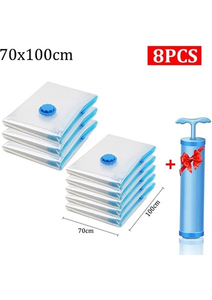 8 Adet 70X100CM Büyük Kapasiteli Saklama Torbaları Vakum Toz Geçirmez Giysi Yastıklar Yatak Battaniyesi Yerden Tasarruf Sıkıştırma Yatak Ev Düzenleyici (Yurt Dışından)
