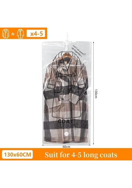 130X60 cm 1 Adet Dolap Asılı Organizatör Vakum Torbası Giysi Saklama Çantası Askı ile Yerden Tasarruflu Temizle Mühür Çanta Dolap Sıkıştırılmış Çanta (Yurt Dışından)