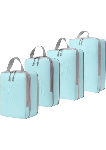 Mavi 4 Adet 4/7 Parça Seyahat Saklama Çantası Sıkıştırma Yerden Tasarruflu Verimli Maksimum Bavul Alanı Hızlı Erişim Seyahat Organizatörler (Yurt Dışından)